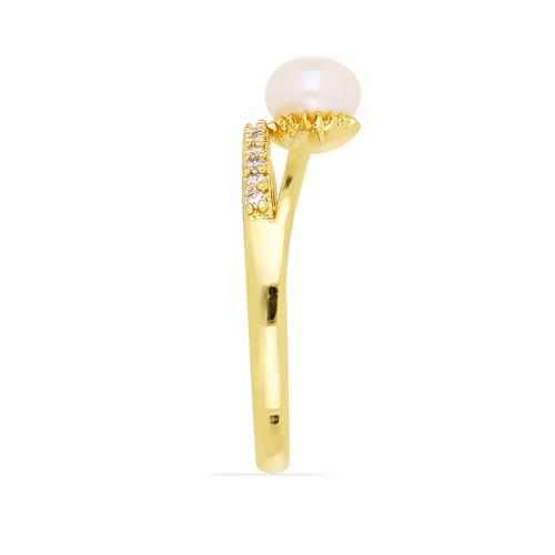 BUY UNIQUE WHITE FRESHWATER PEARL GEMSTONE BRASS  RING